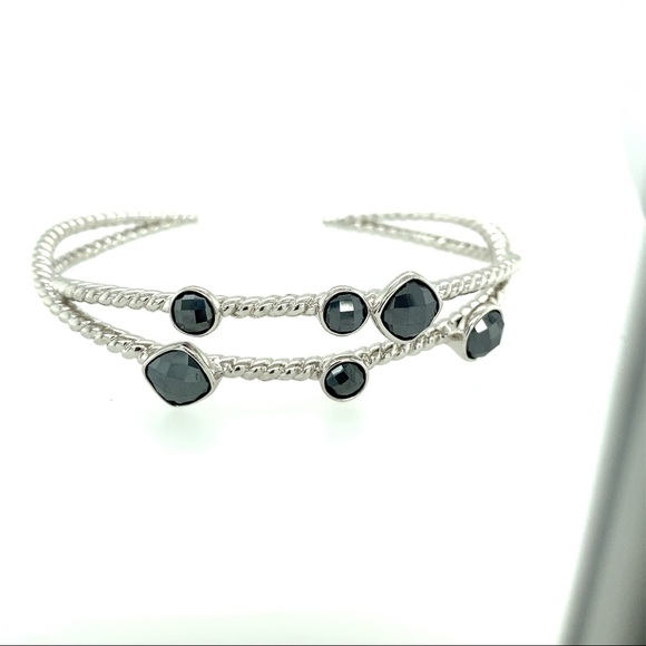 Colore SG Sterling faceted hematite cuff bracelet - Picture 3 of 5